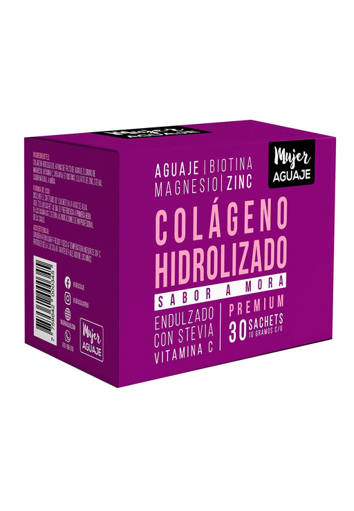 Colageno Hidrolizado sabor a Mora Caja de 30 sachets de 10g c/u Mujer Aguaje