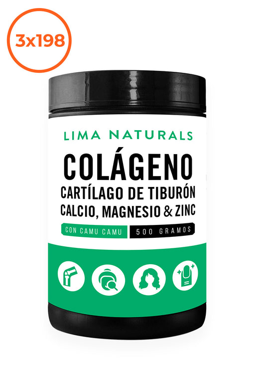 Colageno Hidrolizado, Cartilago de Tiburon, Calcio, Magnesio & Zinc 500 gramos Lima Naturals