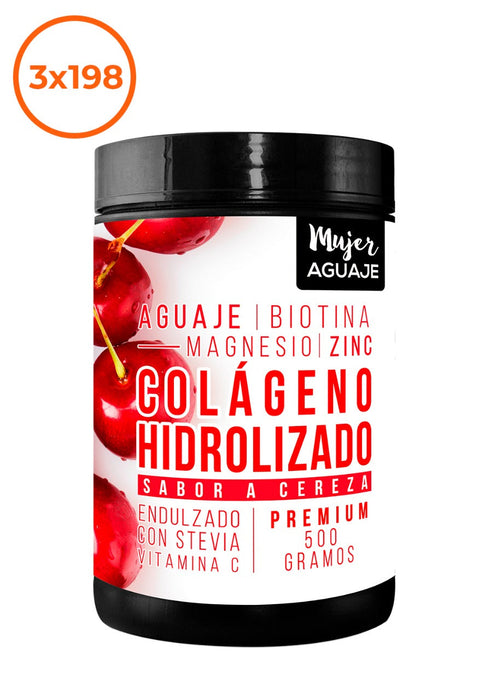 Colageno Hidrolizado Premium (sabor a cereza) 500g Mujer Aguaje